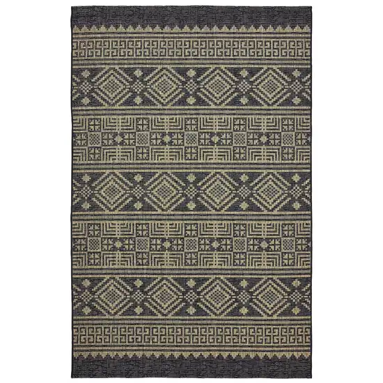 Black Geometric Indoor Outdoor Area Rug Photo 5