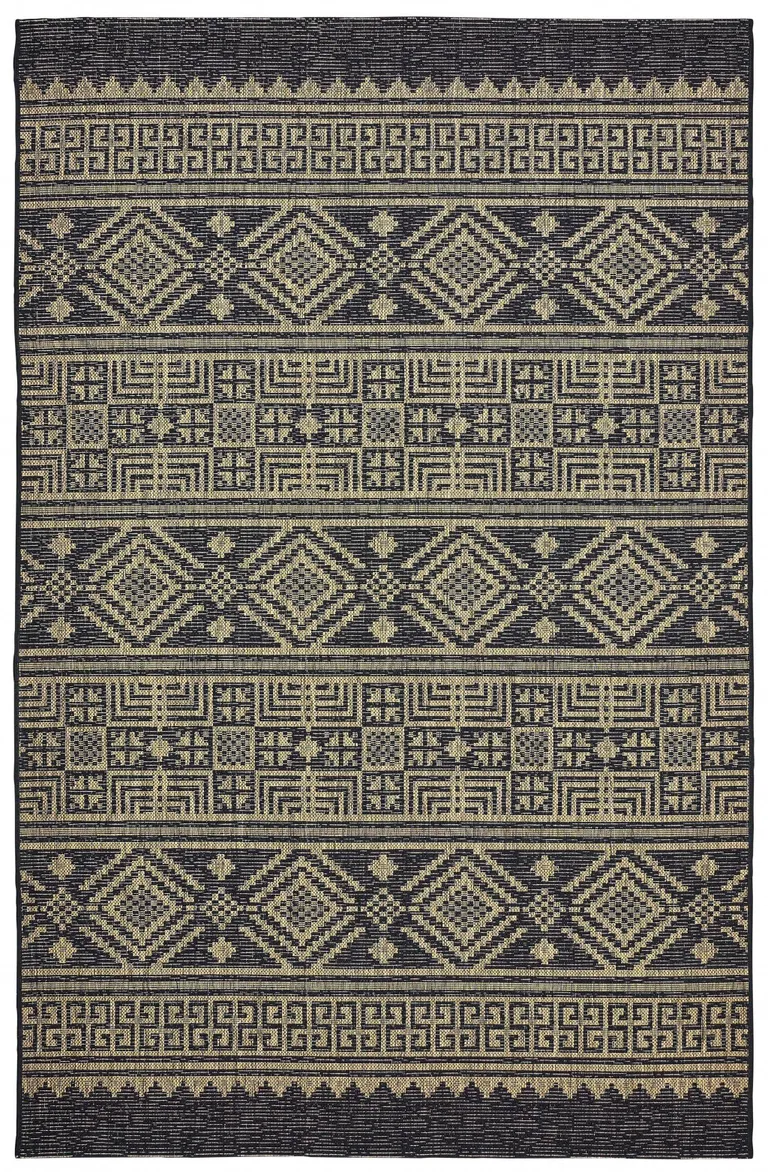 Black Geometric Indoor Outdoor Area Rug Photo 1