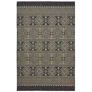 Photo of Black Geometric Indoor Outdoor Area Rug