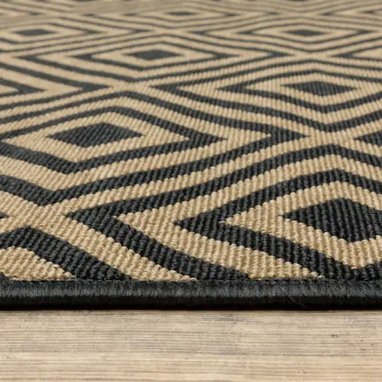 Black Geometric Stain Resistant Indoor Outdoor Area Rug Photo 3