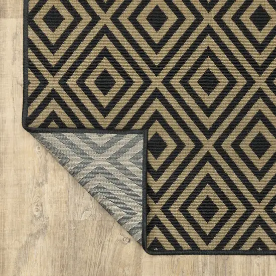 Black Geometric Stain Resistant Indoor Outdoor Area Rug Photo 8