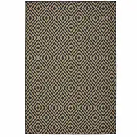 Photo of Black Geometric Stain Resistant Indoor Outdoor Area Rug