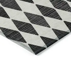 Photo of Black Geometric Washable Non Skid Indoor Outdoor Area Rug