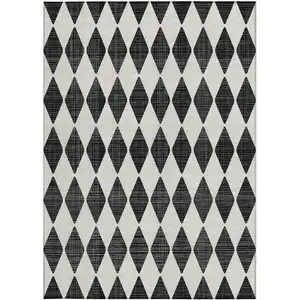 Photo of Black Geometric Washable Non Skid Indoor Outdoor Area Rug