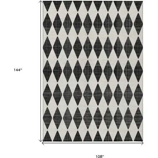 Black Geometric Washable Non Skid Indoor Outdoor Area Rug Photo 3