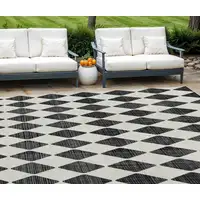 Photo of Black Geometric Washable Non Skid Indoor Outdoor Area Rug