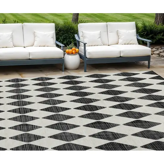 Black Geometric Washable Non Skid Indoor Outdoor Area Rug Photo 1