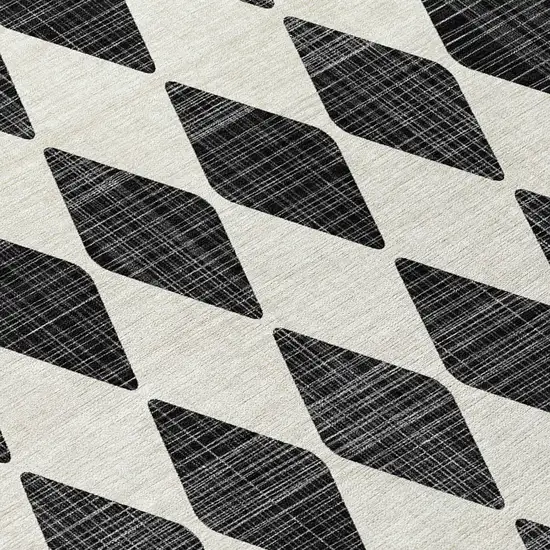 Black Geometric Washable Non Skid Indoor Outdoor Area Rug Photo 5