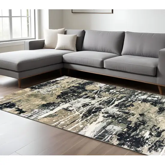 Black and White Abstract Power Loom Area Rug Photo 1