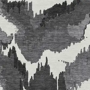 Photo of Black Gray And Charcoal Abstract Washable Indoor Outdoor Area Rug