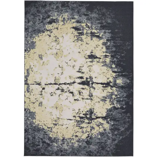 Black Gray And Gold Geometric Stain Resistant Area Rug Photo 1