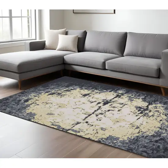 Black and Gray Geometric Non Skid Area Rug Photo 1