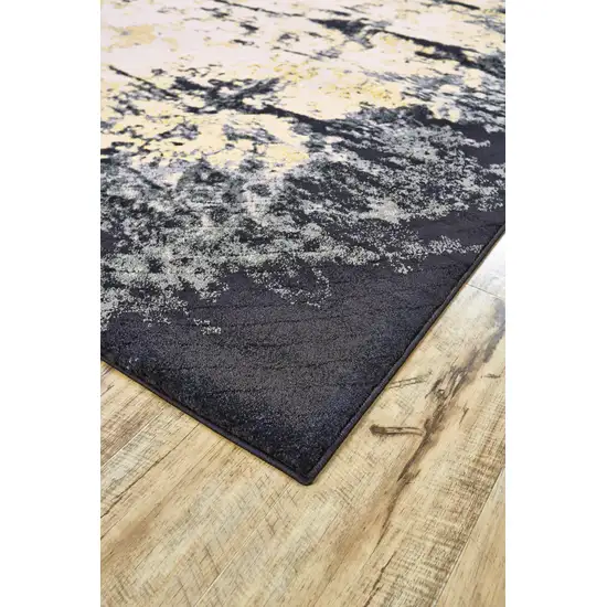 Black Gray And Gold Geometric Stain Resistant Area Rug Photo 3