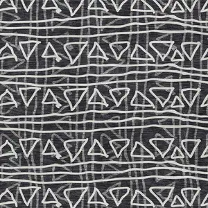 Photo of Black Gray And Ivory Geometric Washable Indoor Outdoor Area Rug