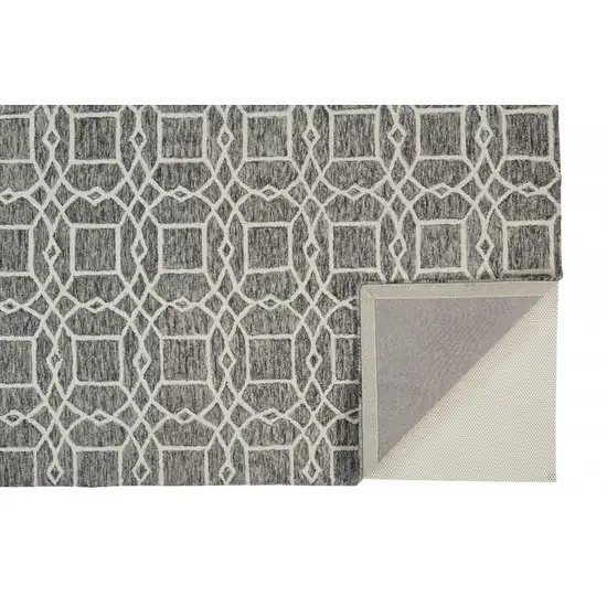 Black Gray And Ivory Wool Geometric Tufted Handmade Area Rug Photo 5