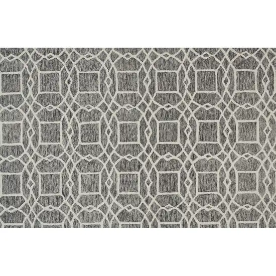 Black Gray And Ivory Wool Geometric Tufted Handmade Stain Resistant Area Rug Photo 9