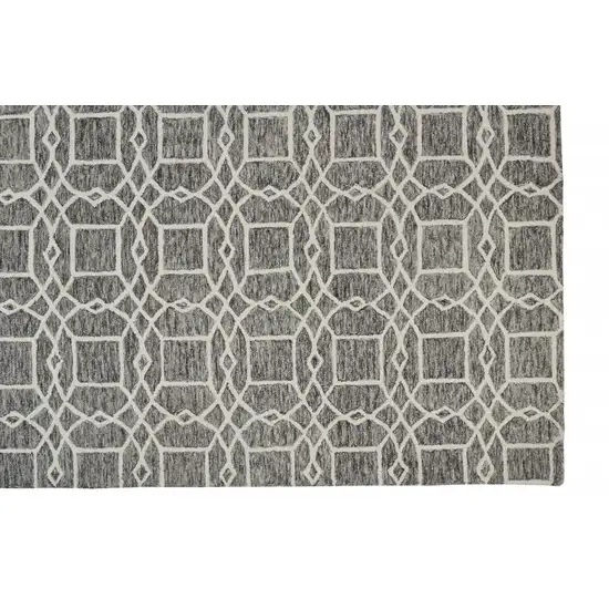 Black Gray And Ivory Wool Geometric Tufted Handmade Stain Resistant Area Rug Photo 3