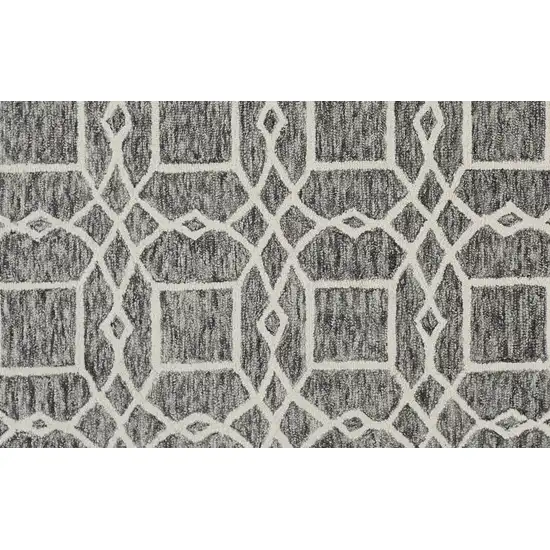 Black Gray And Ivory Wool Geometric Tufted Handmade Stain Resistant Area Rug Photo 8