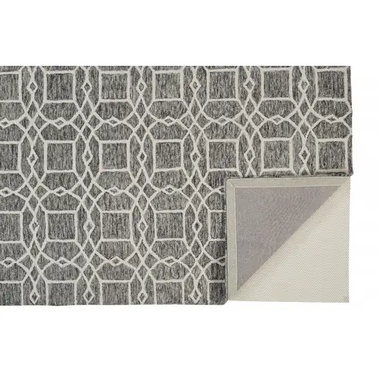 Black Gray And Ivory Wool Geometric Tufted Handmade Stain Resistant Area Rug Photo 5