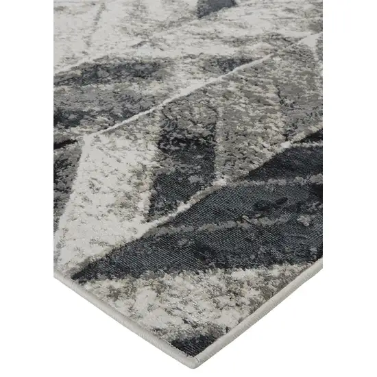 Black Gray And Silver Geometric Area Rug Photo 3