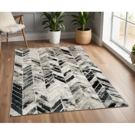 Gray and Black Geometric Non Skid Area Rug Photo 1