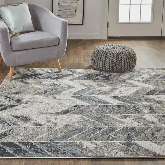 Black Gray And Silver Geometric Area Rug Photo 9