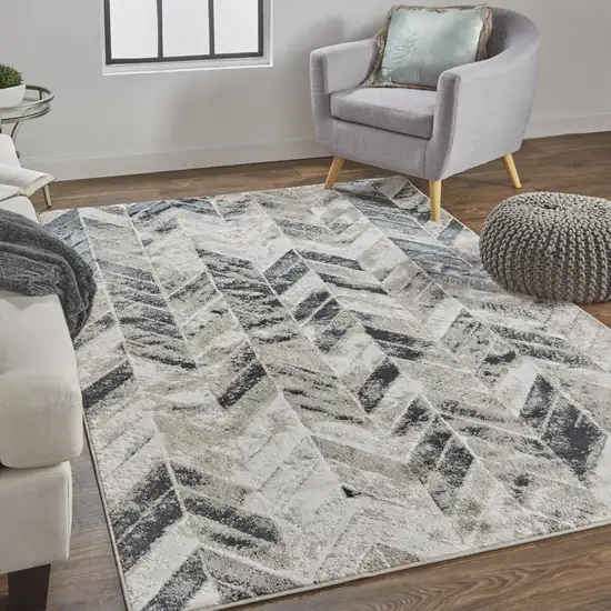 Black Gray And Silver Geometric Area Rug Photo 8