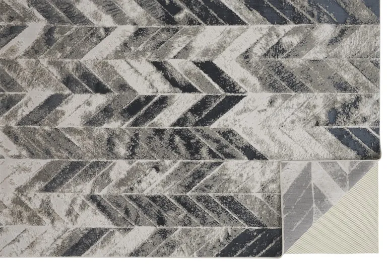 Black Gray And Silver Geometric Area Rug Photo 4