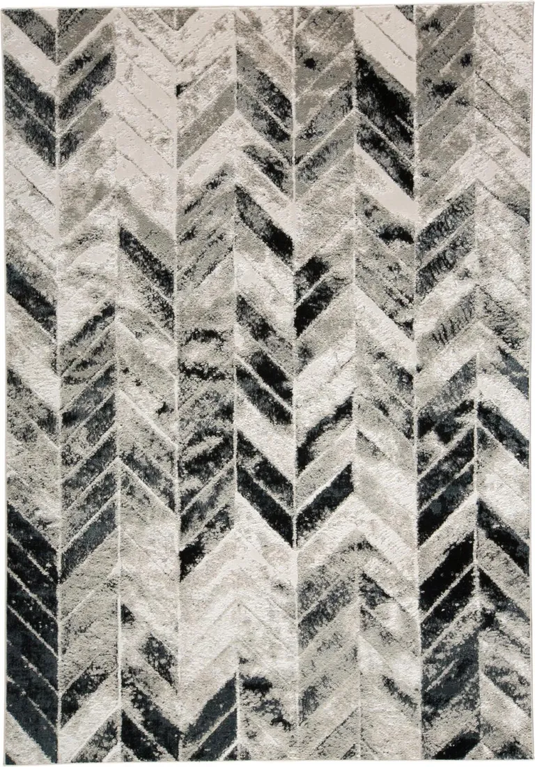 Black Gray And Silver Geometric Area Rug Photo 1