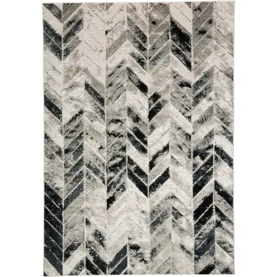 Black Gray And Silver Geometric Area Rug Photo 1