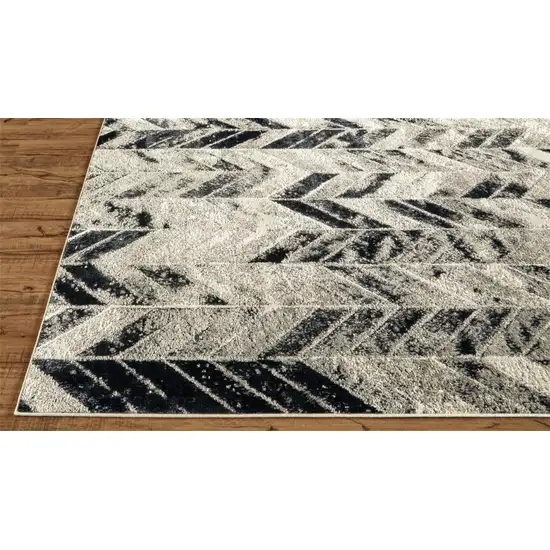 Black Gray And Silver Geometric Area Rug Photo 6