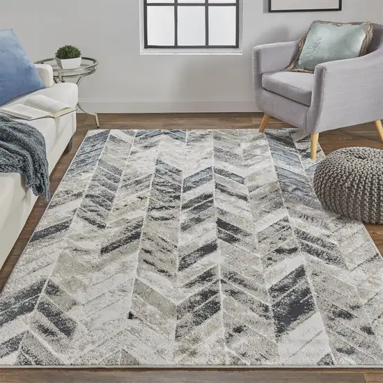 Black Gray And Silver Geometric Area Rug Photo 7