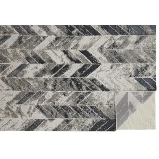 Black Gray And Silver Geometric Area Rug Photo 4