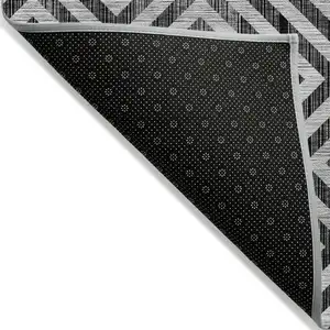 Photo of Black Gray And Silver Geometric Washable Indoor Outdoor Area Rug