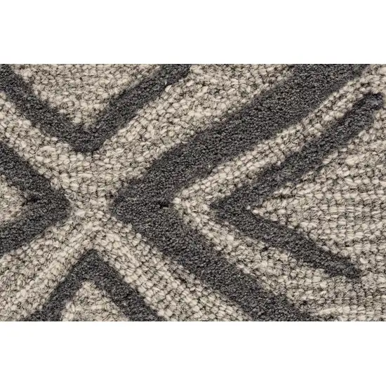 Black Gray And Taupe Wool Geometric Tufted Handmade Stain Resistant Area Rug Photo 5