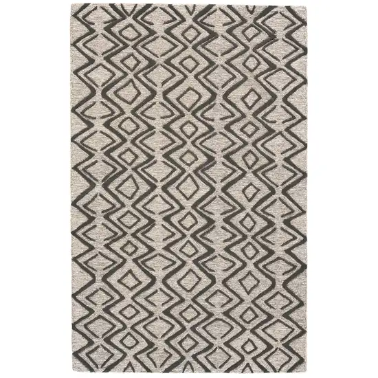 Black Gray And Taupe Wool Geometric Tufted Handmade Stain Resistant Area Rug Photo 1