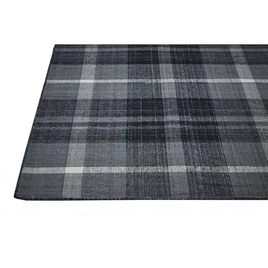 Black Gray And White Abstract Hand Woven Stain Resistant Area Rug Photo 5