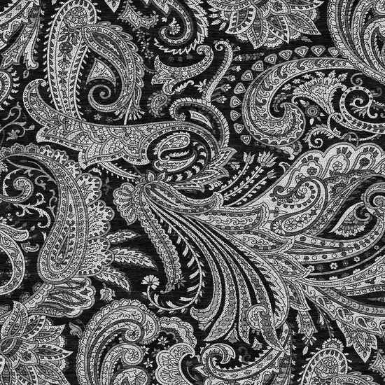 Black Gray And White Paisley Washable Indoor Outdoor Area Rug Photo 5