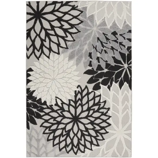 Black And White Floral Indoor Outdoor Area Rug Photo 1