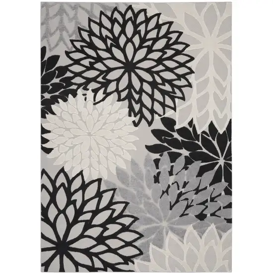 Black White Floral Indoor Outdoor Area Rug Photo 1