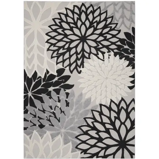 Black White Floral Indoor Outdoor Area Rug Photo 5