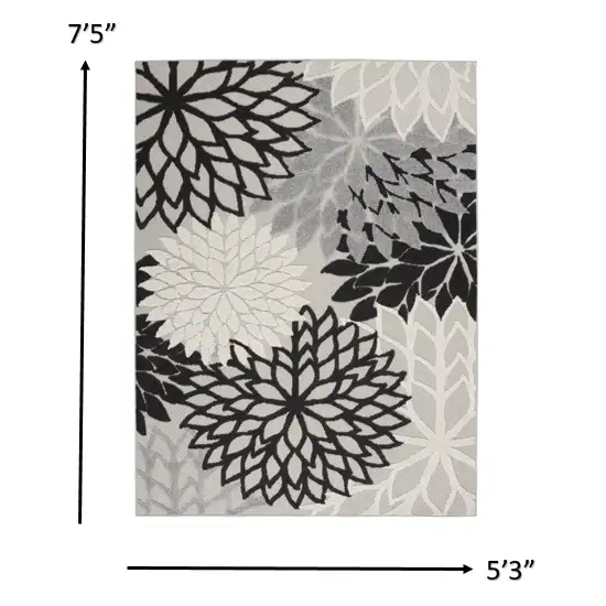 Black Gray White Indoor Outdoor Area Rug Photo 2