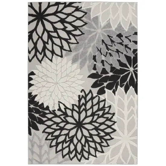 Black And White Floral Indoor Outdoor Area Rug Photo 2