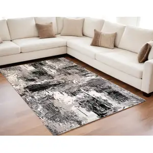 Photo of Black Gray and Beige Abstract Area Rug