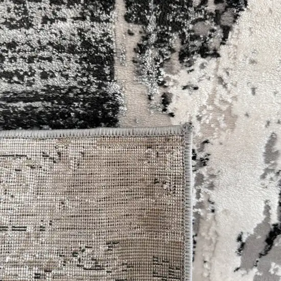 Black Gray and Beige Abstract Area Rug Photo 6