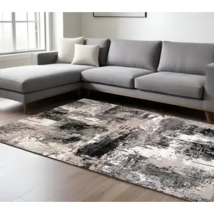 Photo of Black Gray and Beige Abstract Area Rug