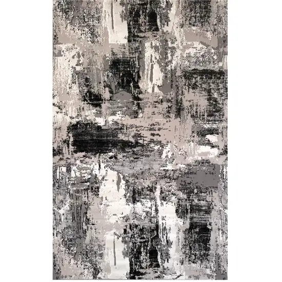 Black Gray and Beige Abstract Area Rug Photo 2