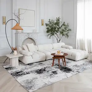 Photo of Black Gray and Beige Abstract Area Rug