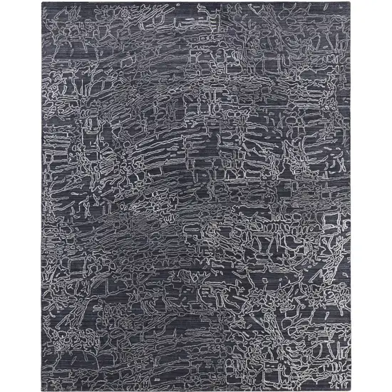 Black Gray and Ivory Abstract Hand Woven Area Rug Photo 6