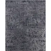 Photo of Black Gray and Ivory Abstract Hand Woven Area Rug